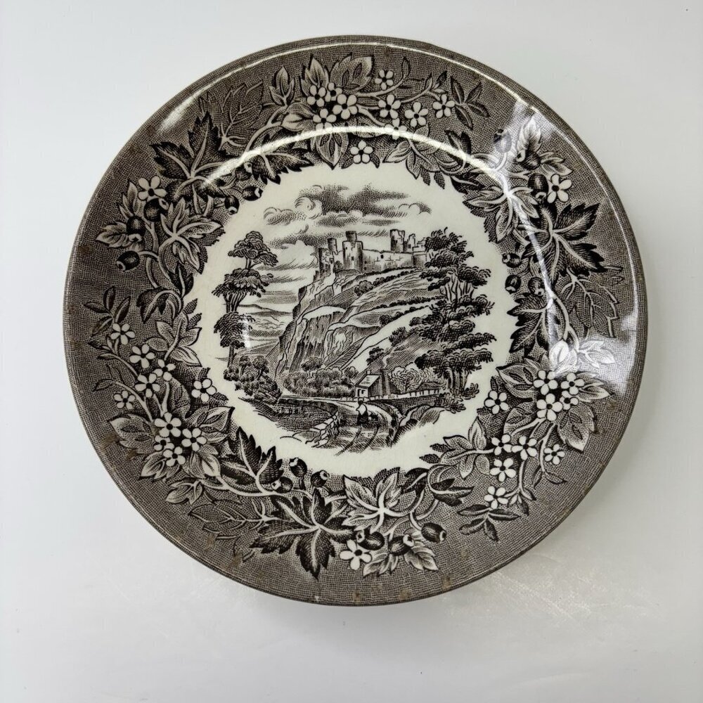 Mode English Ironstone Tableware Castles Brown Saucer Plate 5.5" Limited England